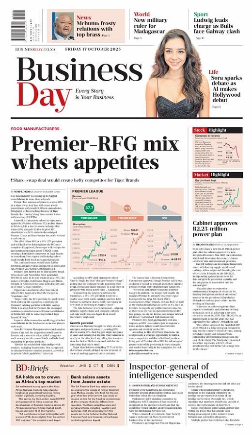 The top stories in today's Business Day. To subscribe for full digital access: businesslive.co.za/buy/