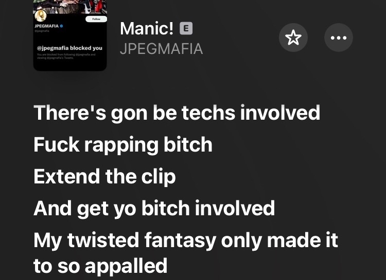 JPEGMAFIA references Ye on his new track "Manic!"
