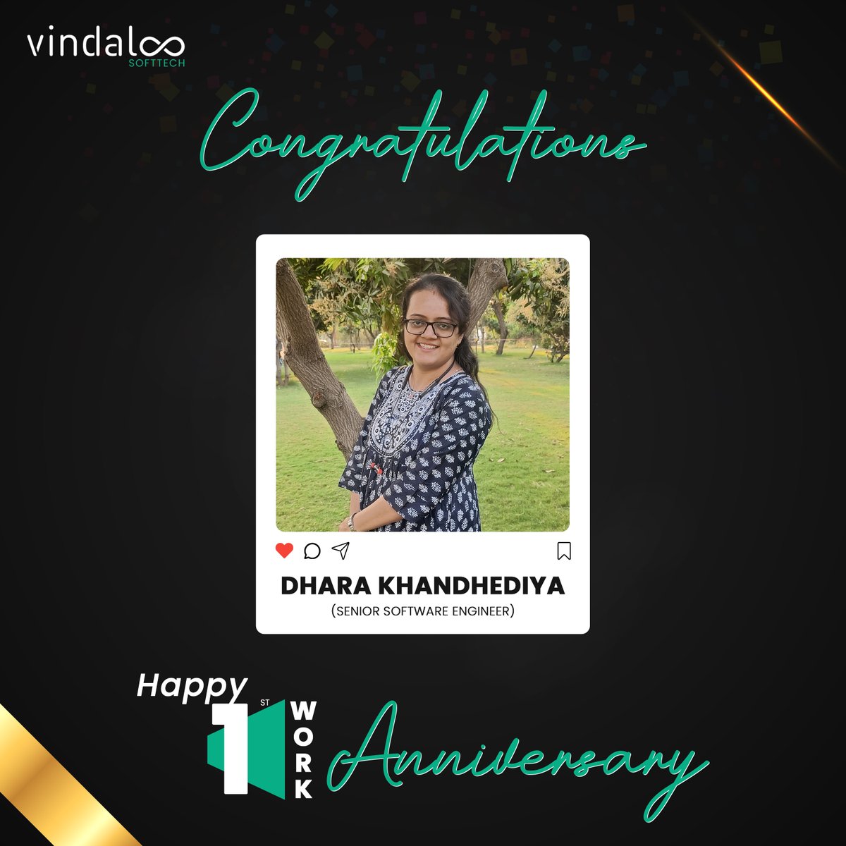 V_softtech's tweet image. Happy One Year Anniversary, Dhara!

365 days of dedication, learning, and shining bright!

Your first year with us has set the tone for many more milestones to come. Here’s to celebrating YOU and the amazing journey ahead!

Wishing you lots of success and happiness.