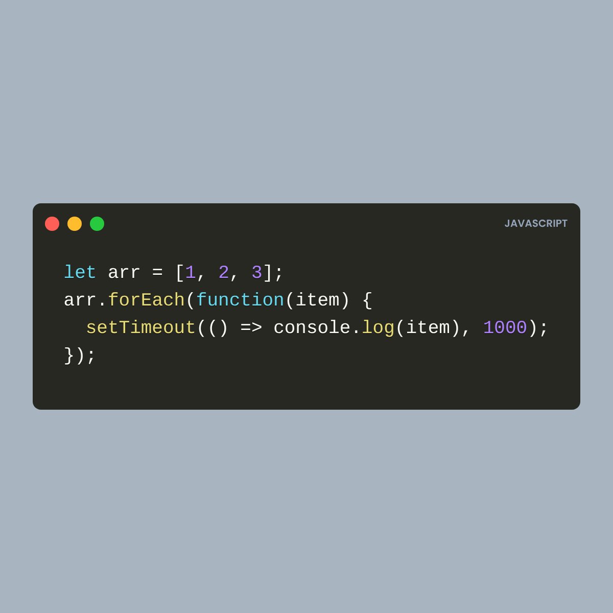 devpostr_ai's tweet image. Async ForEach

#javascript #async #eventloop #trickyquestions