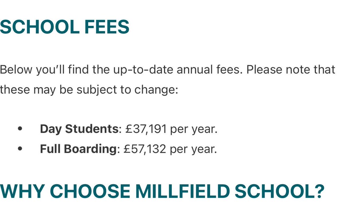 Энэ Millfield гэж сургуульд нь Хэрээ, Данх 2-ын хүүхдүүд 2-лаа сурлаг гэнэ. Номингийн хүүхдүүд ч орсон бх. Жилийн 60,000$ гаруй төлбөртэй. Fullham-ыг спонсорлодог, хөл бөмбөгийн сургалттай сургууль гэнэ. Эдний хүүхдүүд хамгаалагч нтртэй, бараг шилтгээнд амьдардаг, хачин тансаг