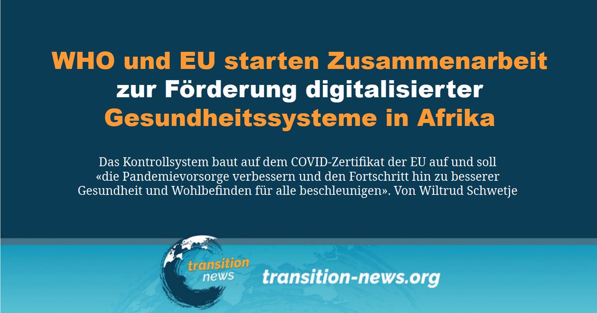 C_Transition2's tweet image. Die #EU unter der Leitung von Ursula von der #Leyen will die digitale #Gesundheitskontrolle in Subsahara-Afrika vorantreiben.
Weiterlesen ... (transition-news.org/who-und-eu-sta…)
#transitionnews #WHO #EU #Propaganda #Digitalisierung #Afrika