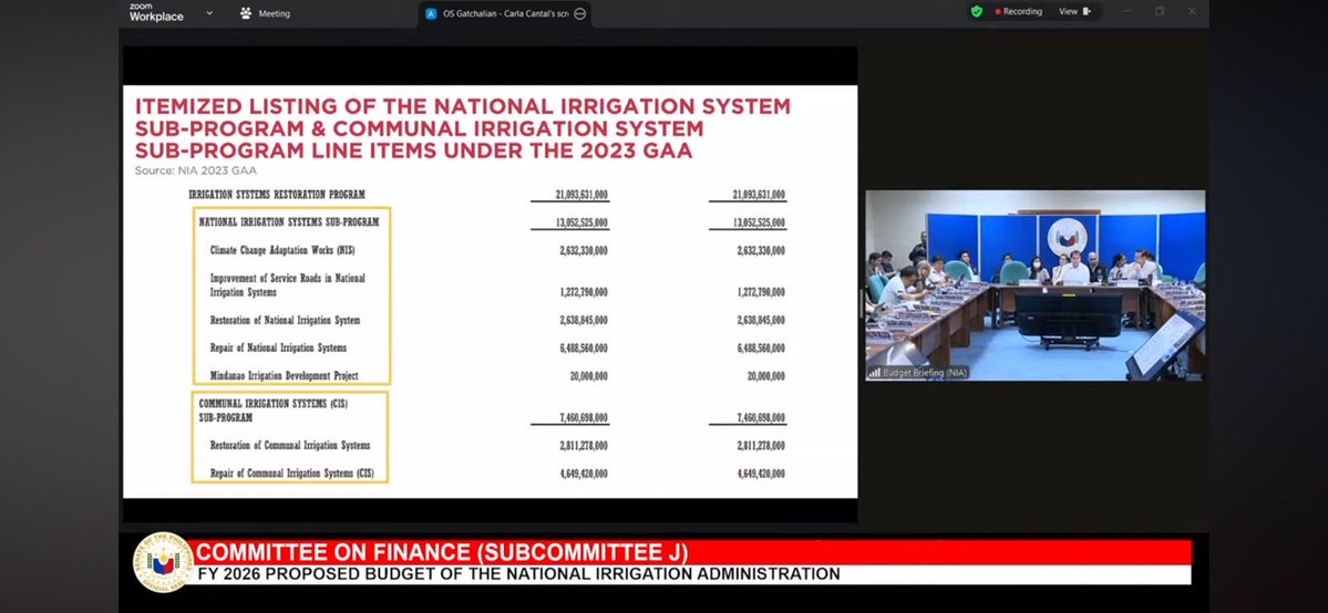 nimfaravelo's tweet image. Kinuwestyon ni Sen. @WinGatchalian74 ang pag-lump sum sa NIA budget para sa irrigation systems mula nung 2024. Ayon sa NIA, naka-line item ang kanilang requests sa DBM. Ayon sa DBM, para ito sa flexibility ng NIA, magkakaroon ng annexes (details) sa GAA. @dzbb