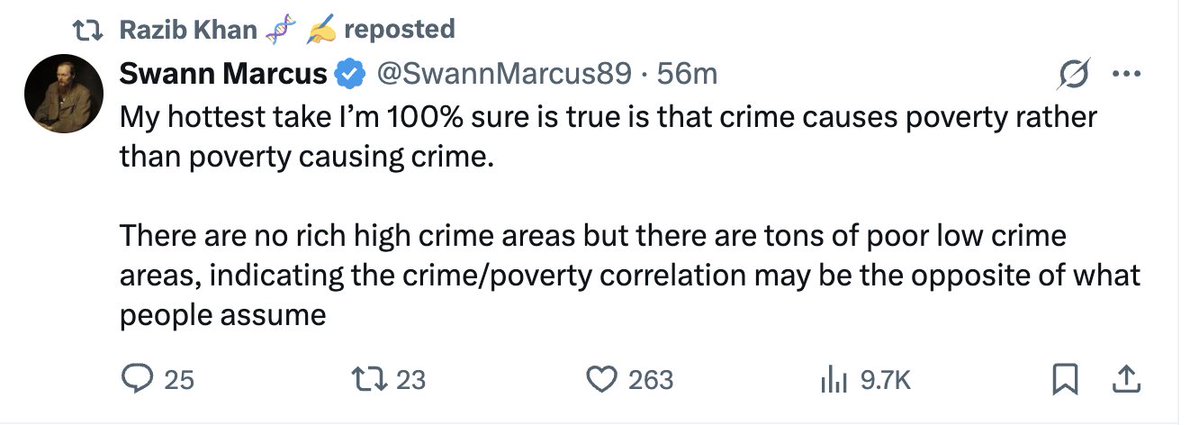 Accurate. The vast majority of poor people are not criminals. Rather, criminals (because they are generally dumb and lack impulse control) tend to slide into poverty.