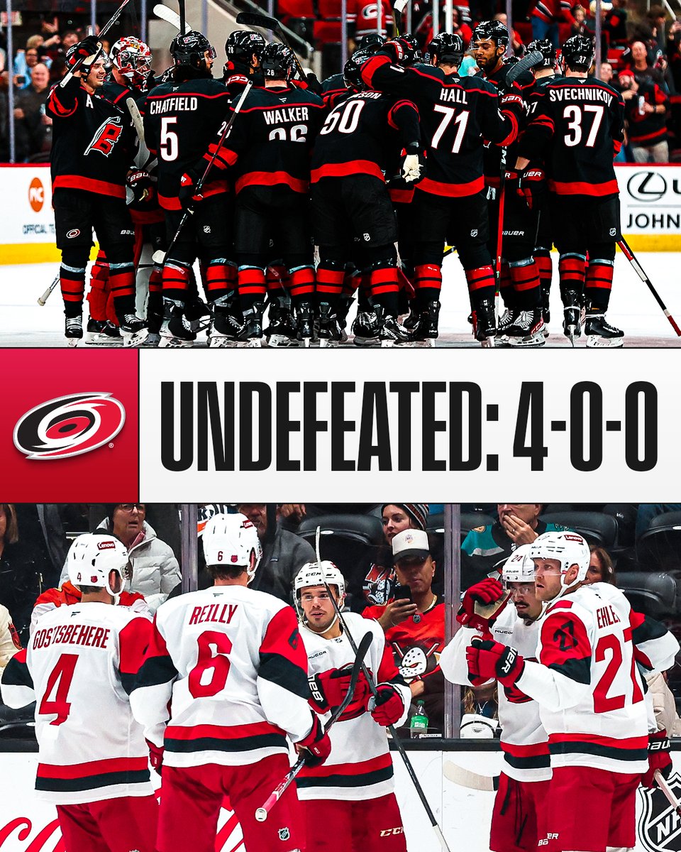 NHL's tweet image. THE @CANES ARE THE LAST REMAINING UNDEFEATED TEAM 🔥