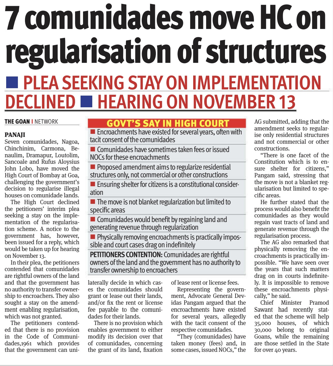 thegoanonline's tweet image. THE GOAN | 7 #comunidades move HC on #regularisation of structures

Read more: thegoan.net/goa-news/7-com…

#Goa #Headlines #TodayInTheGoan