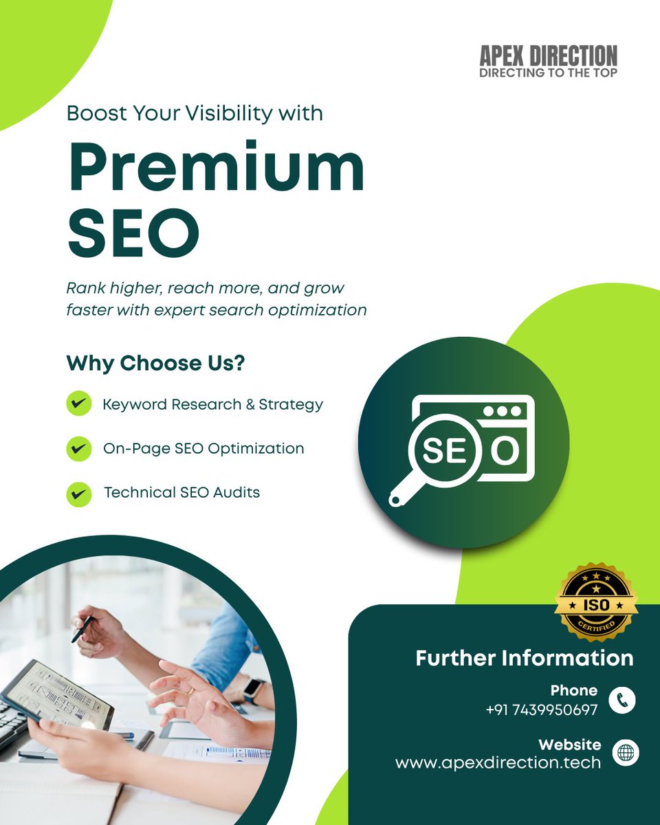 APEXdirection's tweet photo. 🚀 Ready to skyrocket your online presence? 

Discover how Apex Direction's Premium SEO services can help you rank higher, reach more customers, and grow faster!

ISO Certified excellence you can trust! 📈

🌐 Visit https://t.co/BRB2tg9qMd

#SEO #DigitalMarketing #ApexDirection https://t.co/aiiPqevOhz