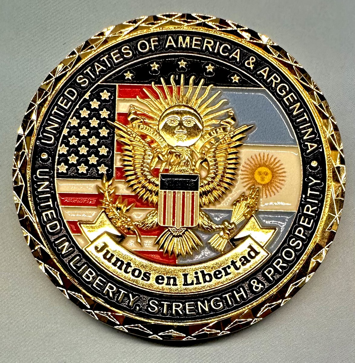 Great news is coming very soon that will further strengthen the economic partnership between Argentina and the United States. As the slogan on my Challenge Coin says, “United in Liberty, Strength, and Prosperity.”
I am confident in the future of our enduring friendship with the