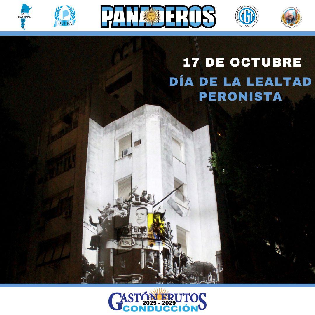 ✌️¡FELIZ DÍA DE LA LEALTAD, COMPAÑEROS Y COMPAÑERAS!✌️

Se cumplen 8⃣0⃣ años desde aquella jornada en la que los y las trabajadores colocaron la piedra fundacional de nuestro movimiento.

VIVA PERÓN, CARAJO ‼️