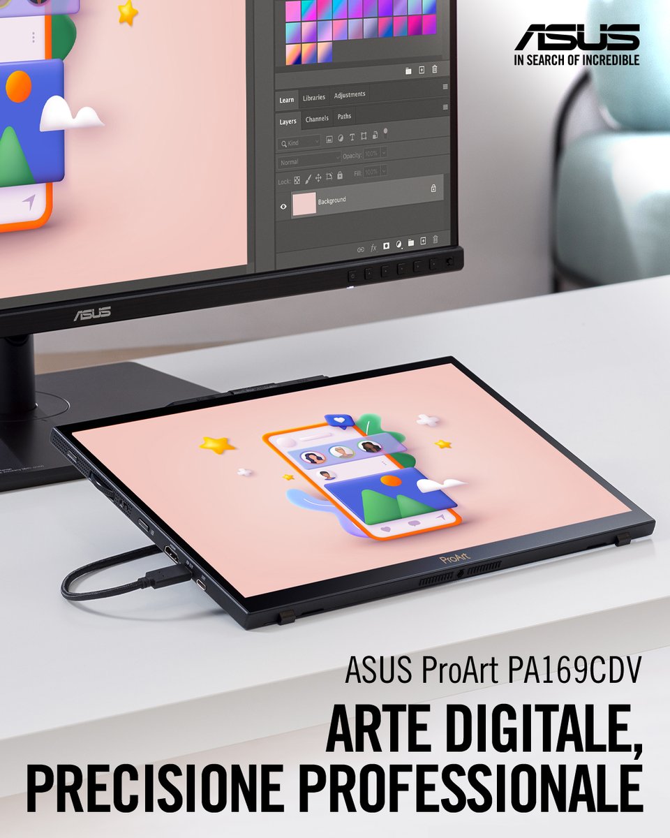 ASUS ProArt PA169CDV: porta l’arte digitale a un livello superiore grazie al pannello IPS 4K UHD e alla penna ProArt con tecnologia Wacom EMR, per tratti incredibilmente fluidi e naturali.

ProArt PA169CDV è il device ideale per la creatività.

👉asus.com/it/displays-de…