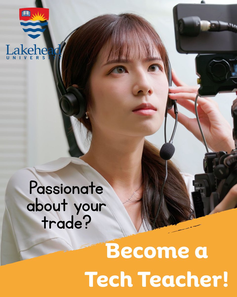 Do you have a background in video production?
Turn your experience into a teaching career with Lakehead University’s Technological Education Program! The OUAC application portal is NOW OPEN and accepting applications for the July 2025 start.
lakeheadu.ca/programs/other…
