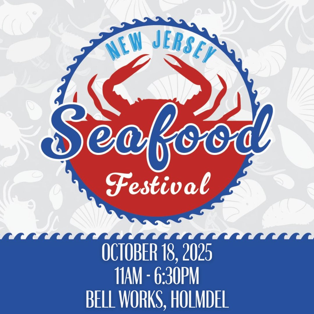 🦞The New Jersey Seafood &amp; Music Festival Returns! 📅Saturday, 10/18
📍Bell Works, Holmdel, NJ (Outdoors!)
⌚11AM–6:30PM
🎟$5 Admission | Kids Under 5 FREE

It’s going to be an October FISHtival! Get ready for a full day of fresh seafood, live music, family fun, and more.