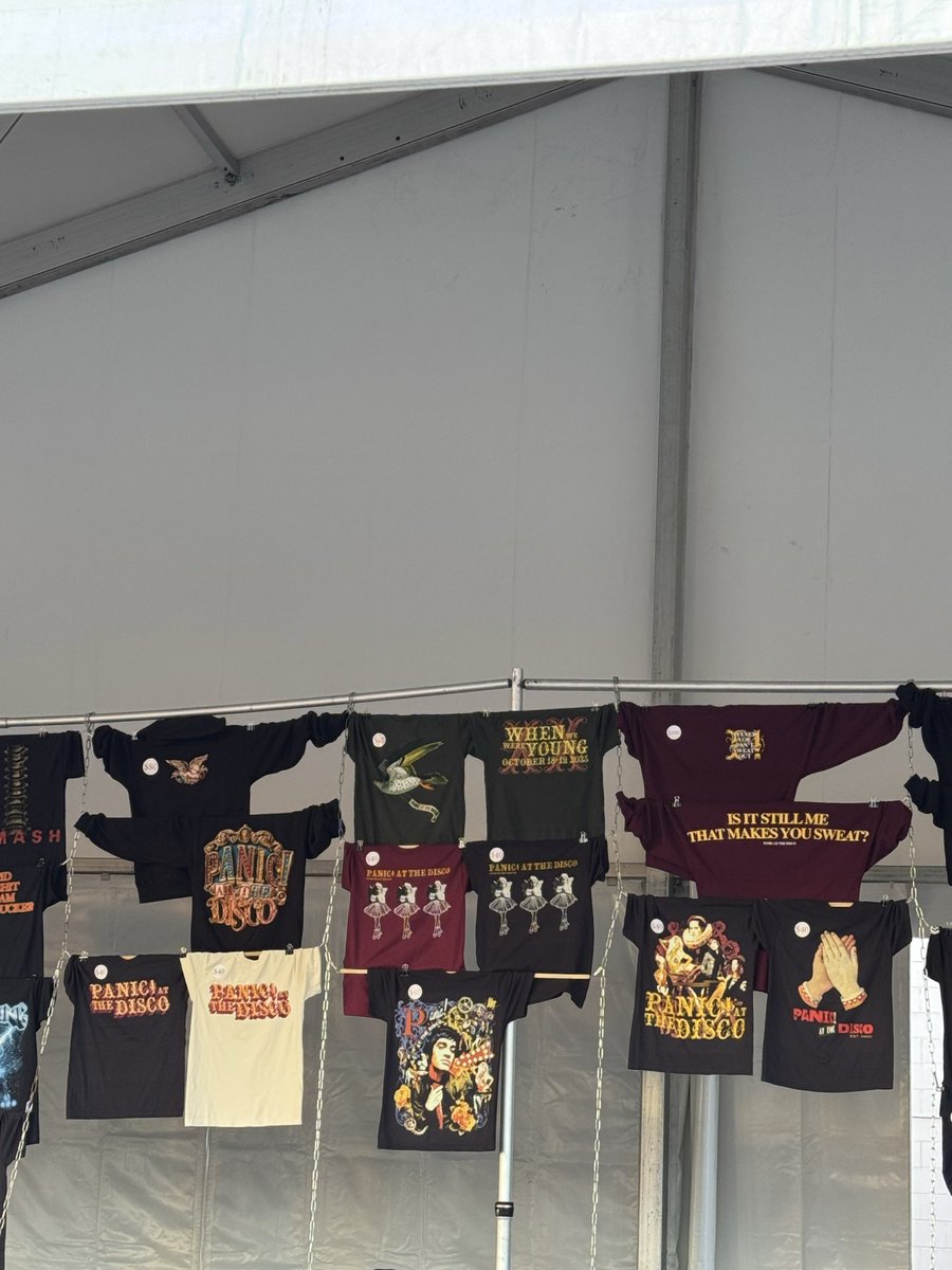 buildlying's tweet image. PANIC! AT THE DISCO A FEVEER YO CANT SWEAT OUT MERCH AT WHEN WE WERE YOUNG #WWWY