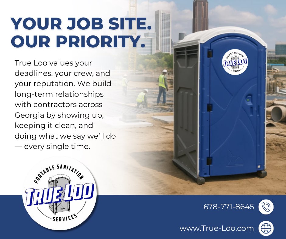 Your job site shouldn’t have to worry about the restroom. 💪
Clean, dependable, locally owned — that’s the True Loo promise.
Serving contractors across Georgia with pride.

📞 678-771-8645
🌐 True-Loo.com

#GeorgiaContractors #PortableRestrooms #ConstructionLife