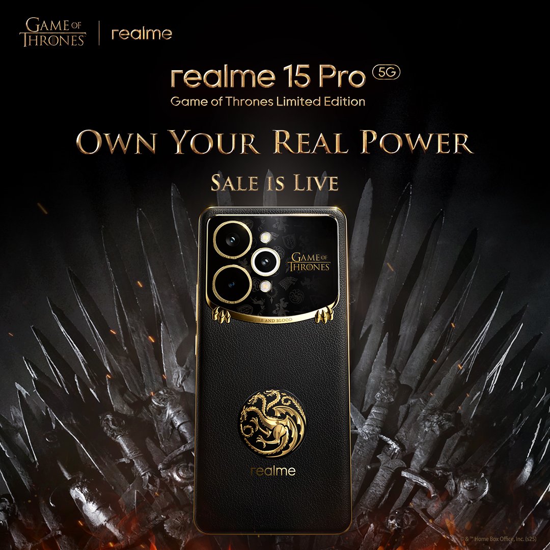 <a href="/realmeIndia/">realme</a> Diwali just turned legendary — fire, gold, and glory await! ⚔️💫
Can’t wait to see the Realmeows rule this festive realm. 👑
 #GameofThronesPhone #OwnYourRealPower