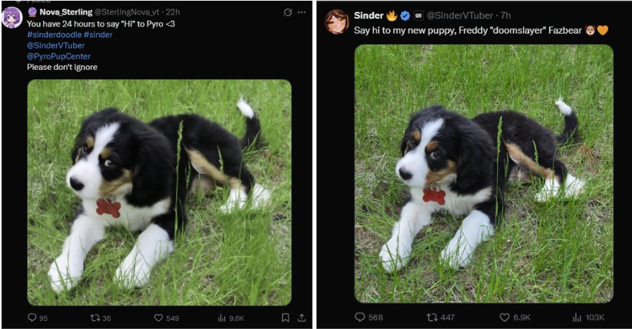 I honestly can’t believe it ,*Sinder*
actually used my recent tweet idea and posted something related to it today!!  I’m so happy, shocked, and excited rn. This truly feels like a dream come true for me. Huge thanks to <a href="/SinderVTuber/">Sinder 🔥</a> and <a href="/PyroPupCenter/">The Pyro Pup Center 🔥</a> 
#SinderVTuber #sinderdoodle