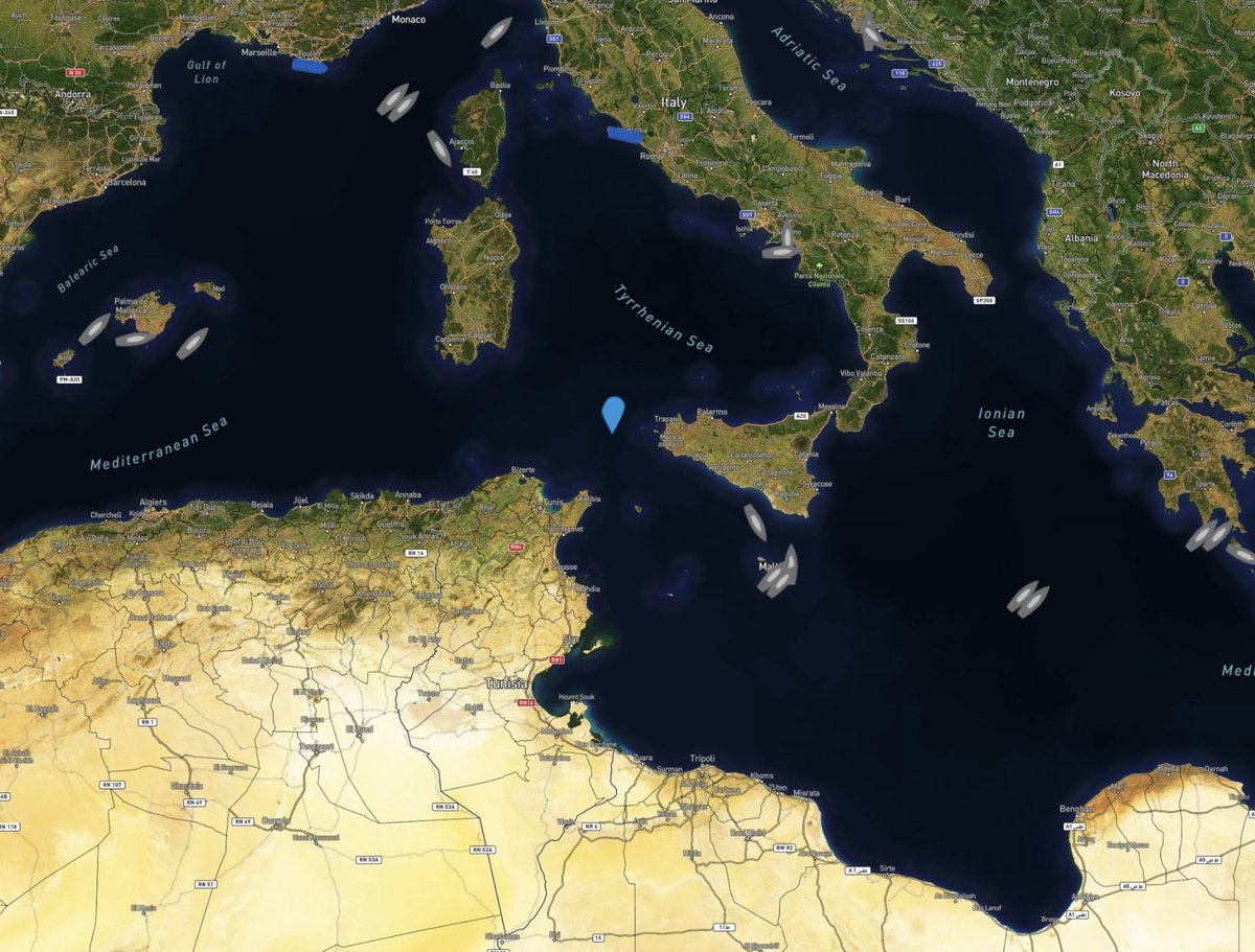 lobsterlarryliu's tweet image. Satellite via @esa captures USS Gerald R. Ford (CVN-78) In the Mediterranean #OSINT