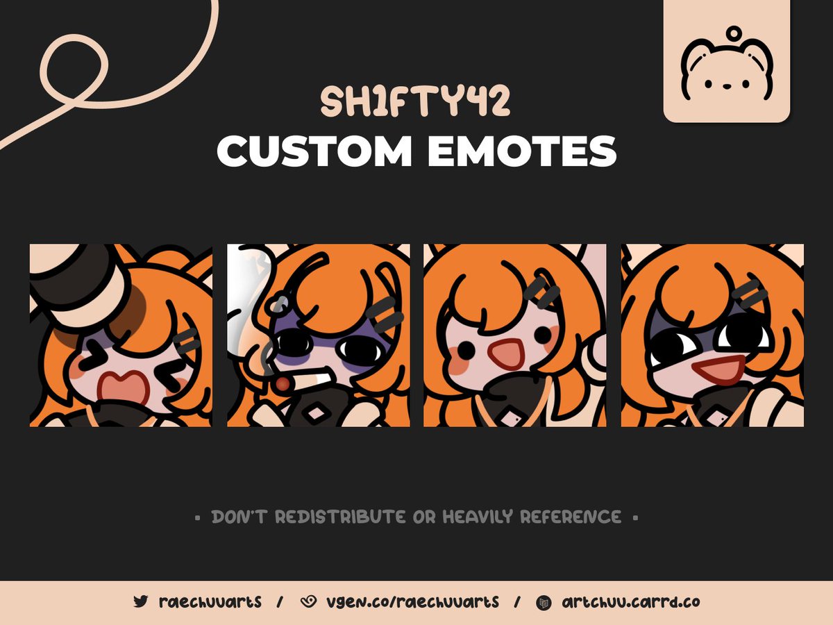 raechuuarts's tweet image. scuffed emotes for @sh1fty42 ! ୨୧