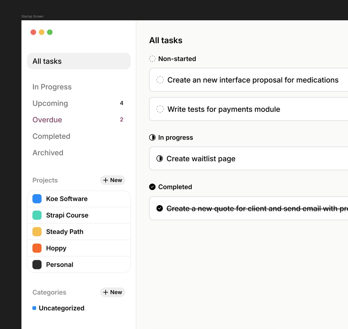 coderdiaz's tweet image. What do you think about it? It's not another TODO app; it is a simple and minimal TODO for individuals and freelancers, with a focus on priority and nothing more.
Organize is for people working on multiple projects. If you don't need it, switch it off and keep focus!…