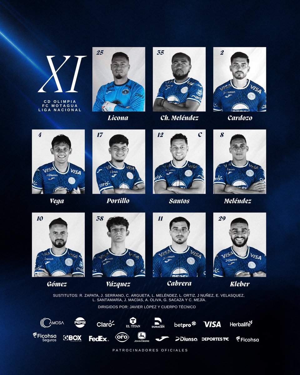 👉🏼 XI Inicial 

#OlimpiaVsMotagua #LigaNacional #MonumentalDesde1928