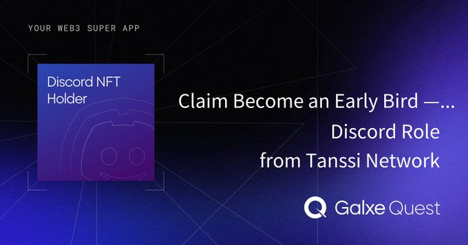 abigishana9596's tweet image. Claim your Early Bird Discord Role now to unlock #Galxe exclusive advantages and secure your spot #TanssiNetwork 
 Don't miss the biggest season drop. 👇#LFD
 #DiscordRole
@Galxe @discordroleplay