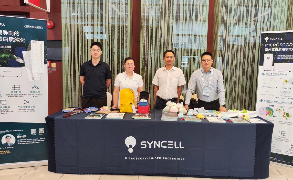 SyncellInc's tweet image. From exciting booth conversations to Dr. Liao’s insightful talk at CN HUPO, it was inspiring to see so much enthusiasm for Microscoop® and its power to reveal high-resolution, subcellular proteomes. #CNHUPO #SpatialProteomics