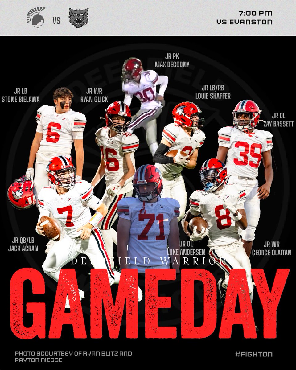 Deerfield_FB's tweet photo. 🏈 GAMEDAY 🏈 

Week 8 action tonight at home vs Evanston (@WildkitsFB) 

🕖 7:00pm
📍 Deerfield
🎟️ https://t.co/LUg1u3y6vs
 📺  https://t.co/WeUk8kwqhe https://t.co/DinjMloTcP
