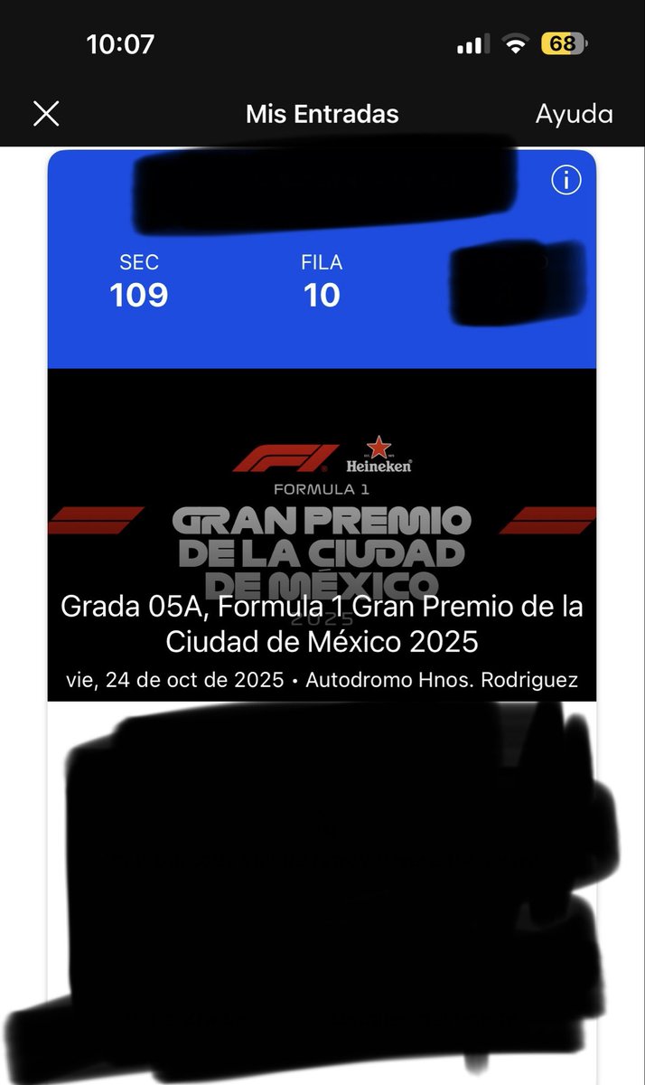 jupag31's tweet photo. Vendo un boleto para el GP de CDMX, Gradas 5A. Por cuestiones de tiempo no podré ir. Se vende al mismo precio que se compró, se transfiere vía #Ticketmaster. #Formula1 #GPCDMX #CDMX https://t.co/u1t2nLNYpT