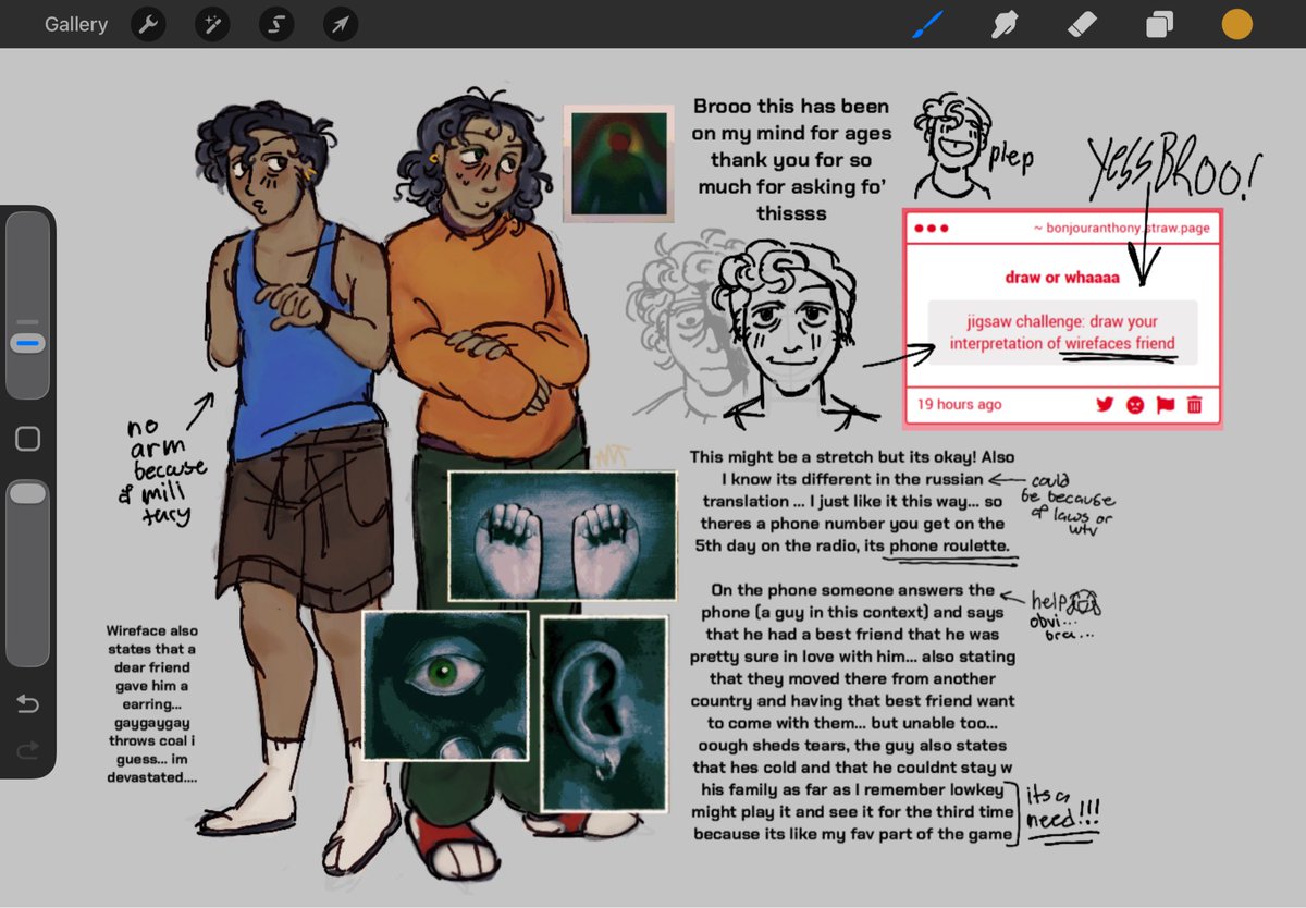 strawpage ask I got!!!! trust this is has been in my mind for days now I had to get it out, didn’t really like his legs SO BOOM traits, adding those made me realize that no other character i noticed puts their hands like that #wireface #ninah #noimnotahuman