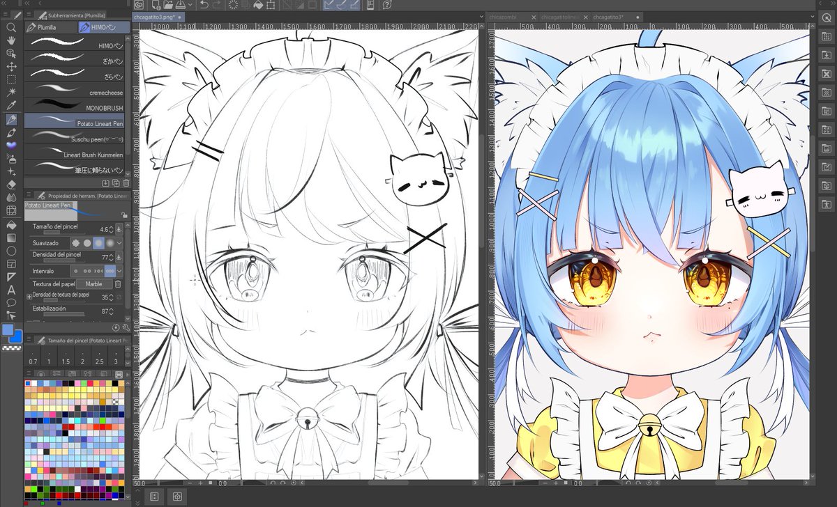 Cooking a chibi neko girl~ 🐈💞

#art #animeart #wip