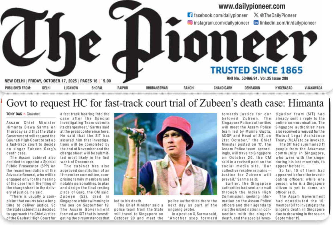 Assam Chief Minister Himanta Biswa Sarma on Thursday said that the State Government will request the Gauhati High Court to set up a fast-track court to decide on singer Zubeen Garg’s death case.

The Assam cabinet also decided to appoint a Special Public Prosecutor (SPP) on the