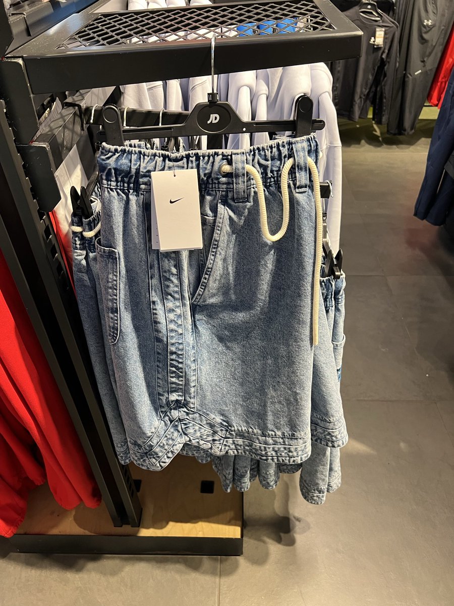$NKE taking concept of Athletic Apparel to next level. Jean shorts, otherwise known as Jorts, wasn’t enough so their innovation added a drawstring to make it even more comfortable. Highlighted right now in JD Sports Times Square flagship. $LULU beware.