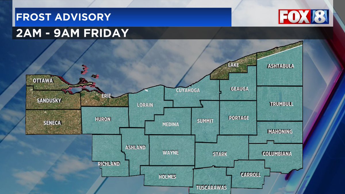 More widespread frost Friday morning. Near 70 by the afternoon. 

<a href="/fox8news/">fox8news</a> #Ohio #Cleveland