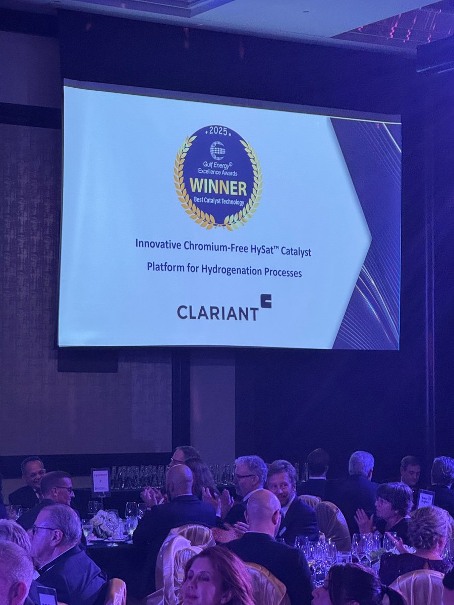 HydrocarbonProc's tweet image. Clariant AG International wins Best Catalyst Technology for its Chromium-Free HySat™ Catalyst Platform.
A breakthrough in sustainable, efficient catalyst performance.
E2Awards.com
#E2Awards25