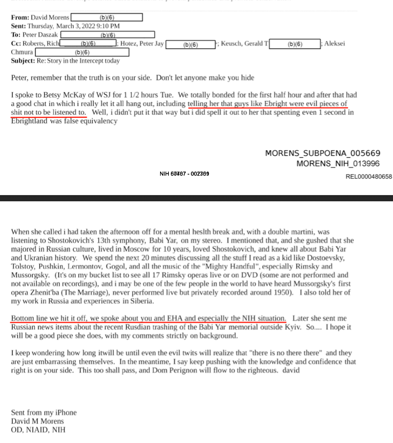 Nice to know that Morens bonded with Betsy McKay of the <a href="/WSJ/">The Wall Street Journal</a>, and that they agreed that 'guys like Ebright were evil pieces of shit not to be listened to'.
<a href="/betswrites/">Betsy McKay</a> <a href="/R_H_Ebright/">Richard H. Ebright</a>
usrtk.org/wp-content/upl…