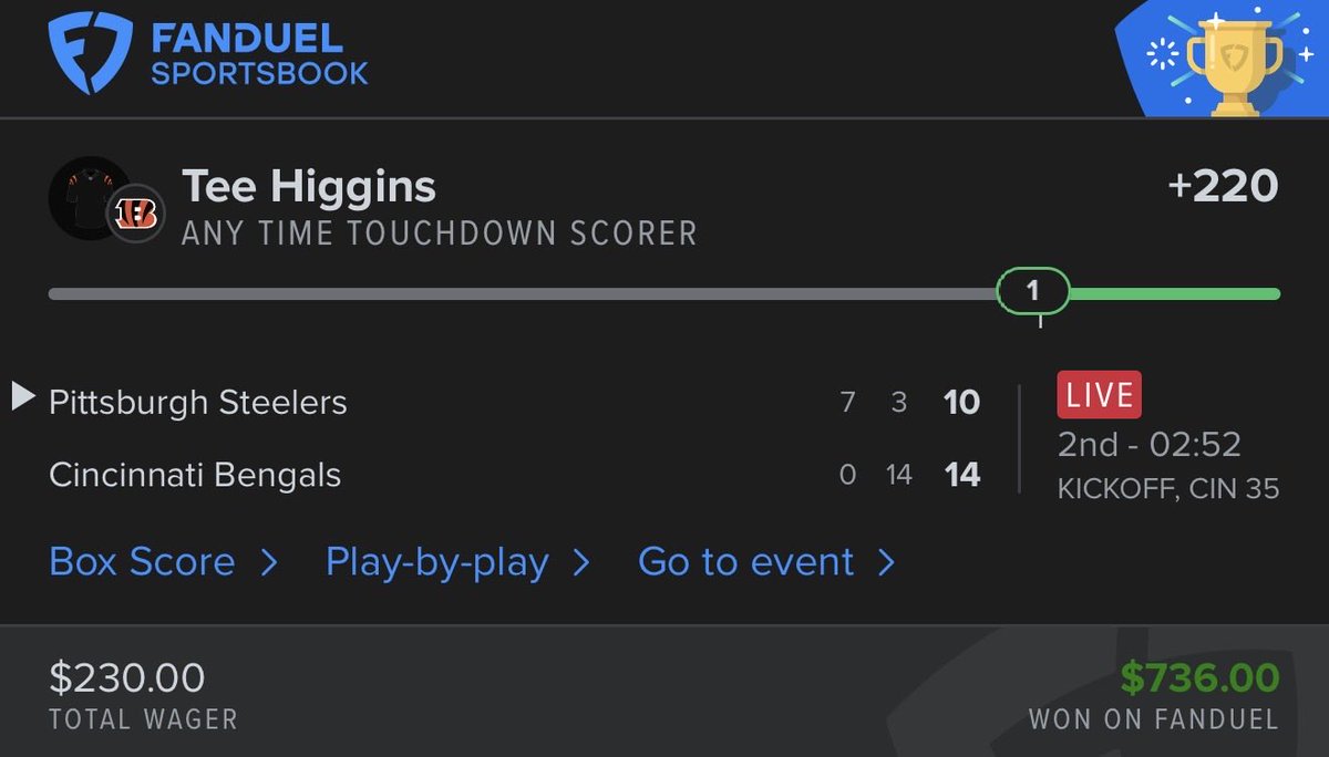 BANG CASH US OUT🫡

✅TEE HIGGINS ATD +220

LEGENDARY RUN LFGGGGGG