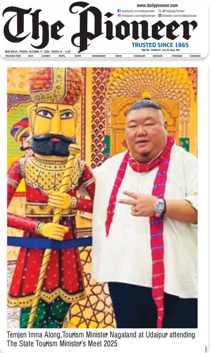 Temjen Imna Along,Tourism Minister Nagaland at Udaipur attending “The State Tourism Minister’s Meet 2025” 

<a href="/gssjodhpur/">Gajendra Singh Shekhawat</a> <a href="/AlongImna/">Temjen Imna Along</a> <a href="/tourismgoi/">Ministry of Tourism</a> <a href="/my_rajasthan/">Rajasthan Tourism</a> <a href="/tourismdeptgon/">nagalandtourism</a> <a href="/dipr_nagaland/">DIPR Nagaland</a>