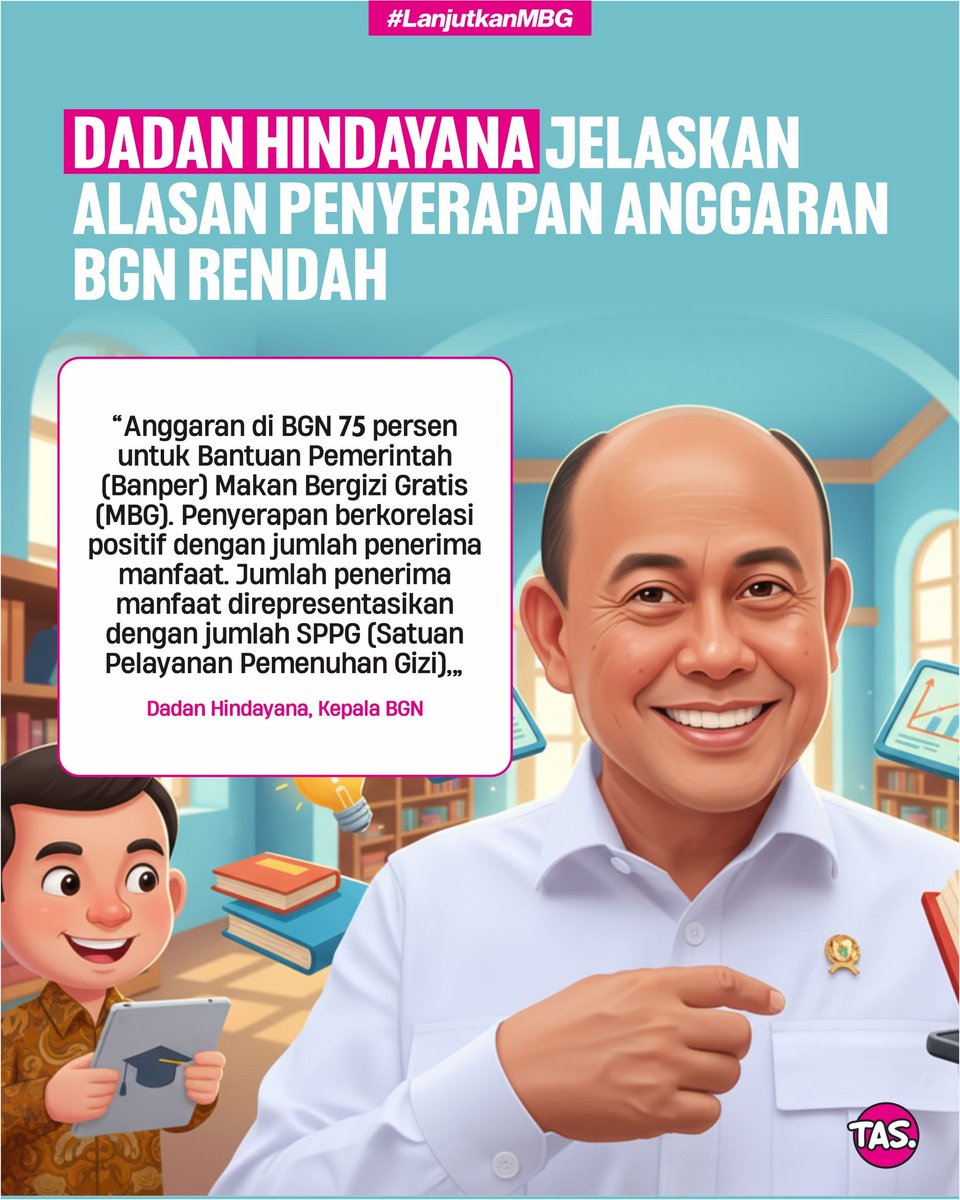 Kepala BGN menegaskan, rendahnya serapan BGN bukan masalah, tapi cerminan efisiensi dan akurasi penerima manfaat program MBG, Fokusnya tetap: gizi anak Indonesia terpenuhi. #LanjutkanMBG
. 
GEMINI FOURTH Selamat Ulang Tahun #GFFMinLosangeles SMAN 1 Cimarga W Korea