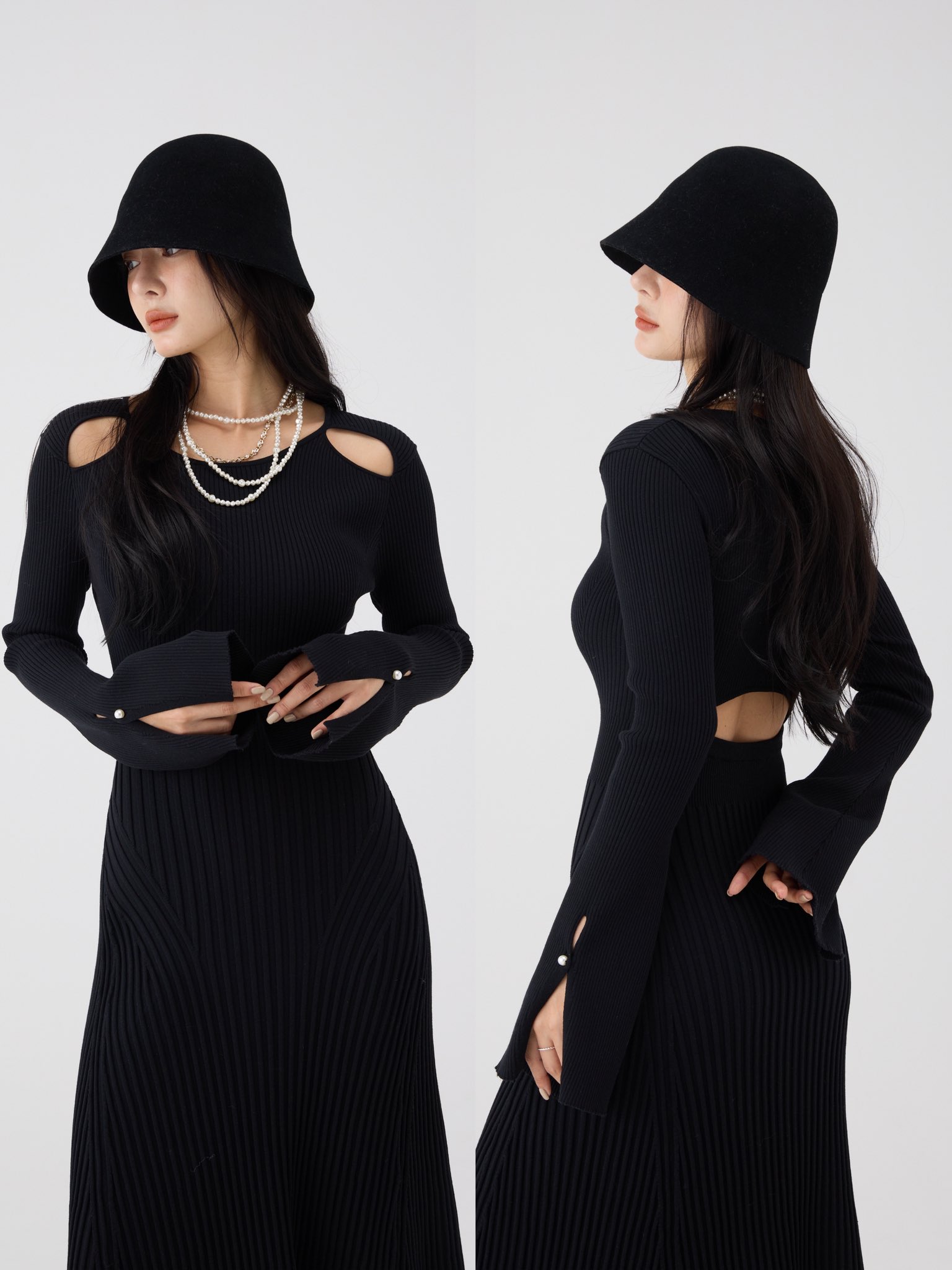 【美品】［お値下げ］¥22,000→¥10,000 eimy istoire M eimy バックオープンニットセットアップ エイミーイストワール