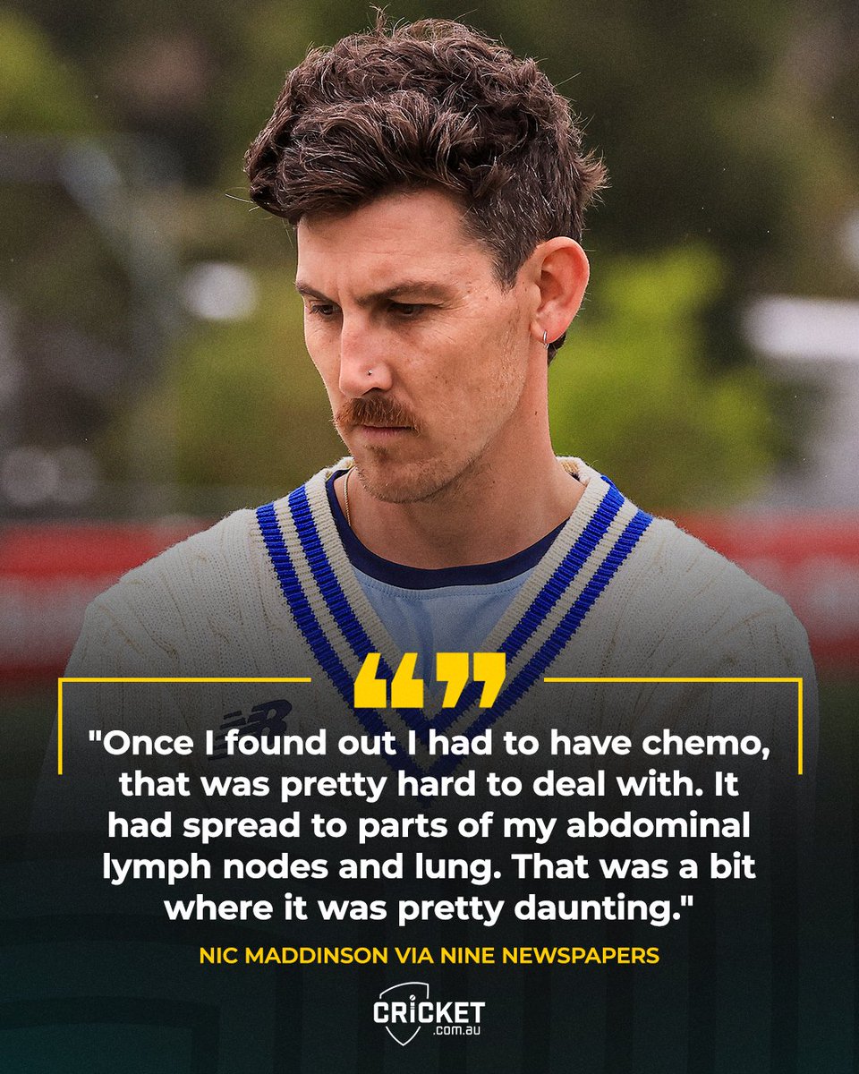 We're right with you, Nic ❤️

Nic Maddinson has revealed his battle with testicular cancer: cricketa.us/MaddinsonOpens…