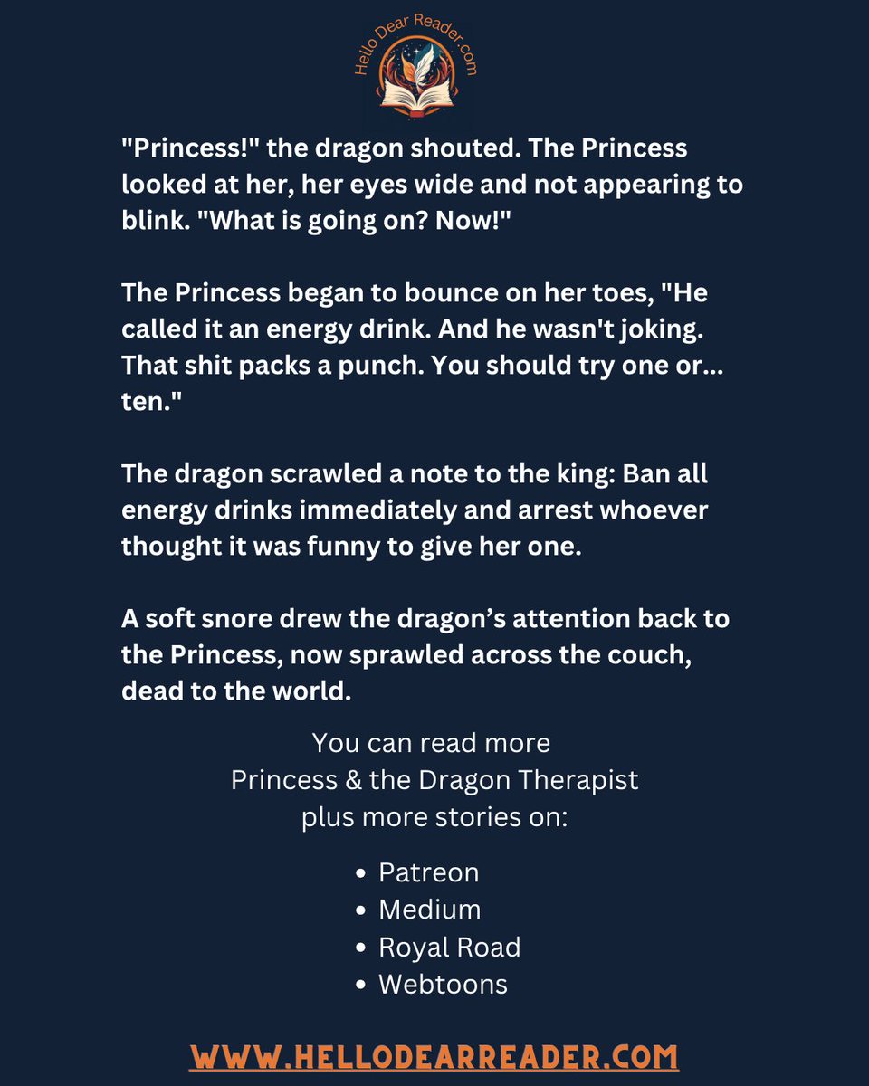 jason_delph's tweet image. Princess &amp;amp; the Dragon Therapist: Ban It [155]
Read them all here:
rfr.bz/t2e79c9
#CozyFantasy #HelloDearReader #NanoFiction #MicroFiction #BookLovers #FantasyReads