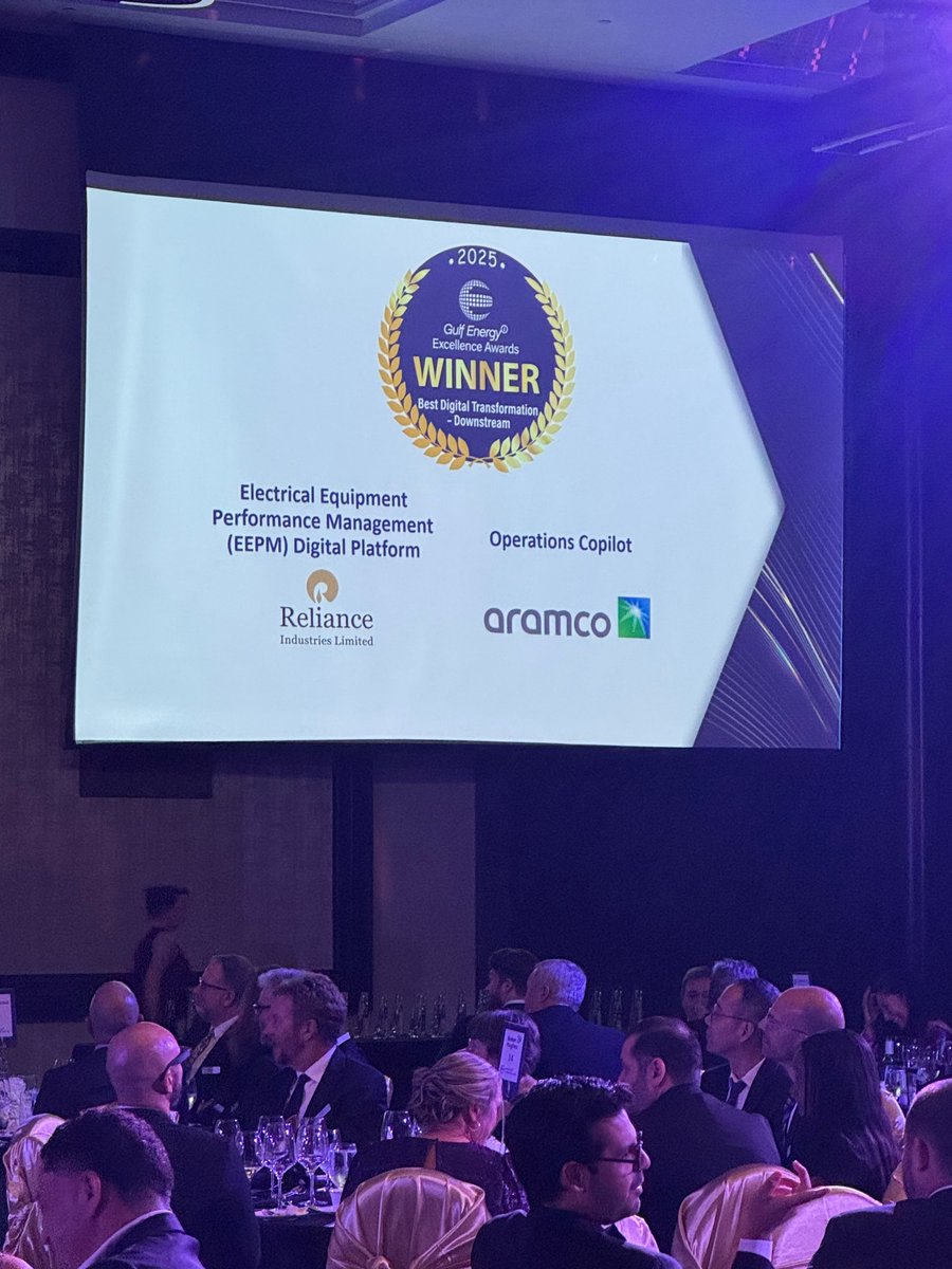 HydrocarbonProc's tweet image. Saudi Aramco and Reliance Industries Limited win Best Digital Transformation (Downstream) for Operations Copilot and the EEPM Platform.
E2Awards.com
#E2Awards25 #DigitalInnovation