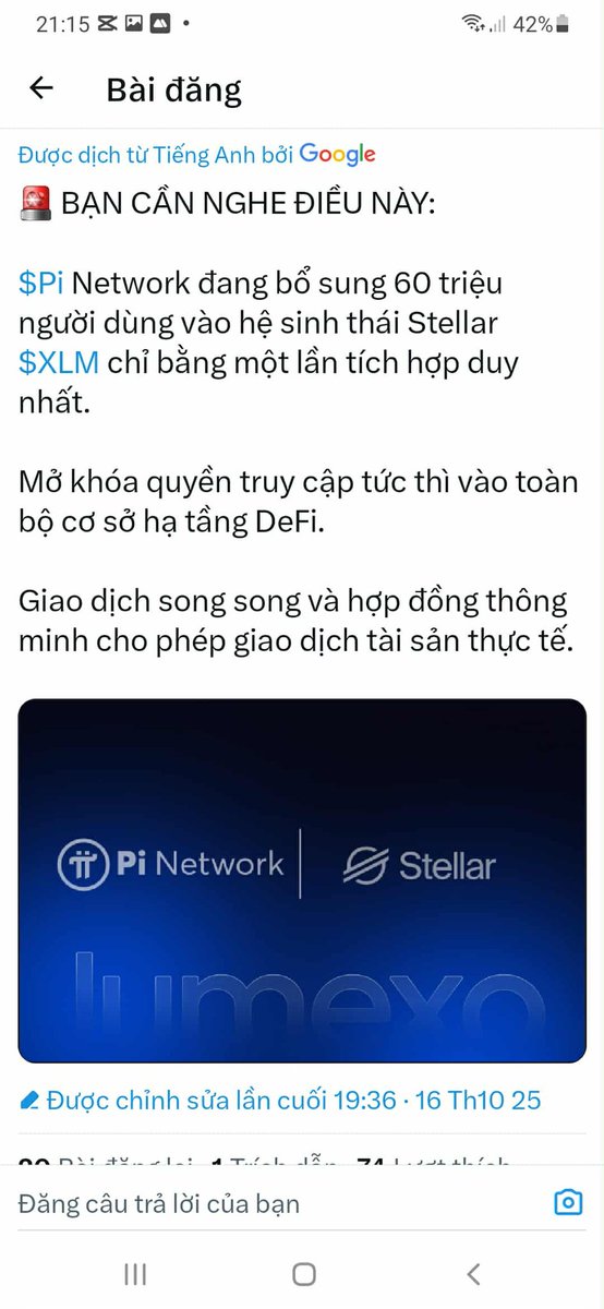Bum Bum Bum - Pi đang bổ sung 60tr người dùng vào HST Stellar $XLM với một tích hợp duy nhất. Mở khóa quyền truy cập tức thì vào toàn bộ cơ sở hạ tầng DeFi. Giao dịch song song &amp; hợp đồng thông minh cho phép giao dịch tài sản thực 🫶🫶🫶🫶