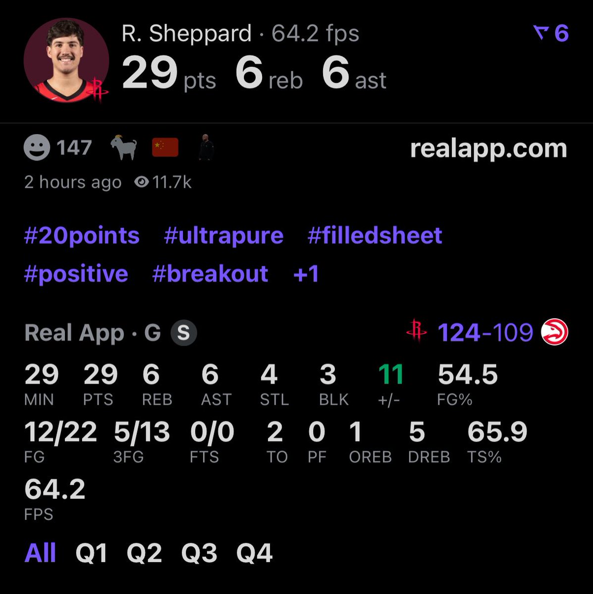 this was the ideal reed game.

went against a much more talented group and led his team to the win while looking confident, being efficient, being active defensively, making the right play basically every time and being pretty efficient from deep on high volume