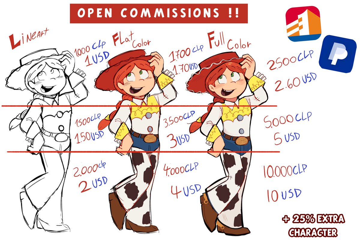 COMISIONES ABIERTAS!! 🧵

Alfin hice una ficha de esto, perdón si anda medio desordenada es que mi letra es bien caca, pero pueden contactarme a mis dos si están interesados, leyendo las reglas antes claro!!

#ComisionesAbiertas #commissionsopen #art #toystory #Commission