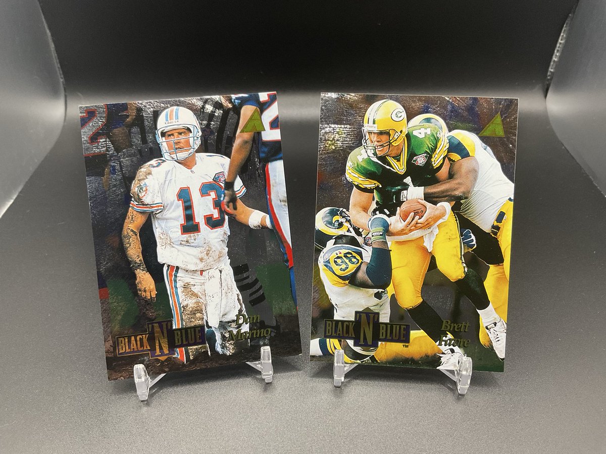 These old pinnacle black n blue inserts remind us of a time when you could actually hit NFL quarterbacks…