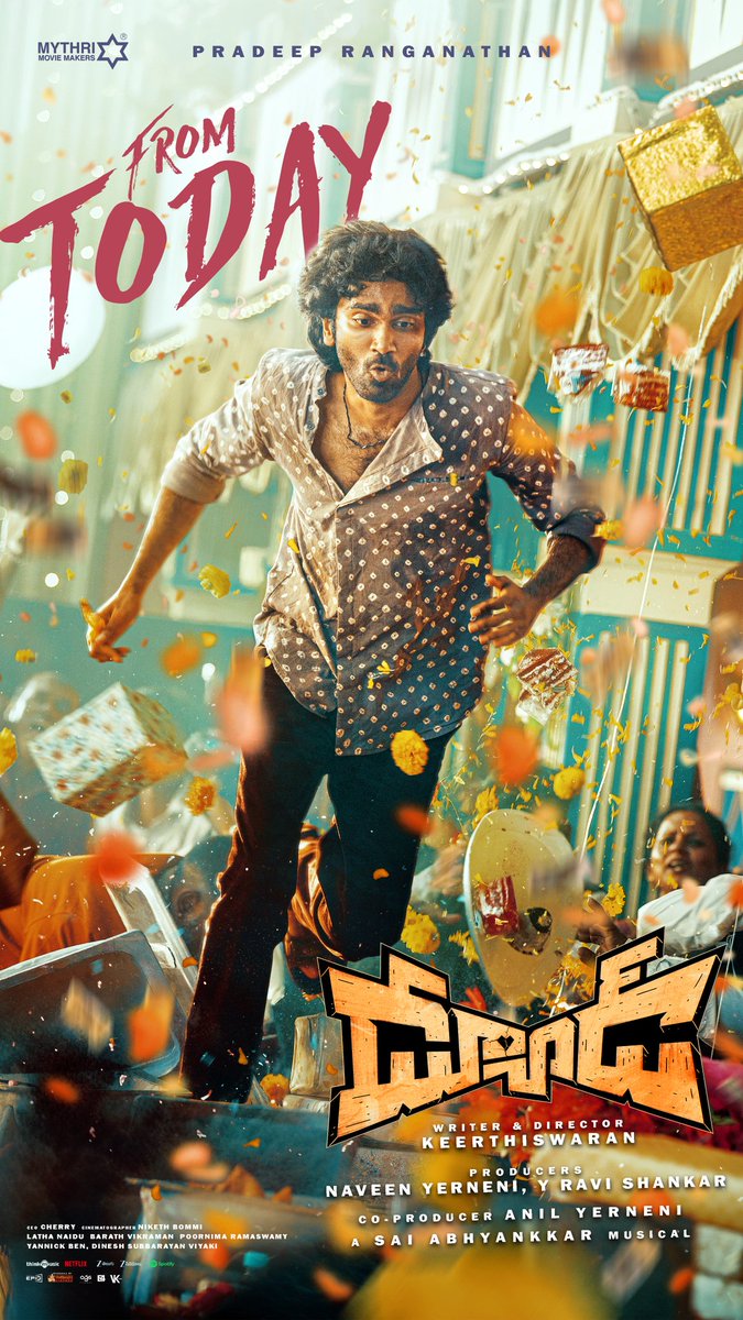 DIWALI BLAST at the CINEMAS begin with #DUDEDIWALI 🔥❤️‍🔥

<a href="/pradeeponelife/">Pradeep Ranganathan</a> &amp; <a href="/_mamithabaiju/">Mamitha Baiju</a>'s CRACKLING CHEMISTRY - ✅

<a href="/realsarathkumar/">R Sarath Kumar</a>'s TERRIFIC PERFORMANCE - ✅

<a href="/Keerthiswaran_/">Keerthiswaran</a> &amp; <a href="/SaiAbhyankkar/">abhyankkar</a>'s BLASTING DEBUT - ✅

Book your tickets and enjoy the #DUDE ❤‍🔥
🎟️