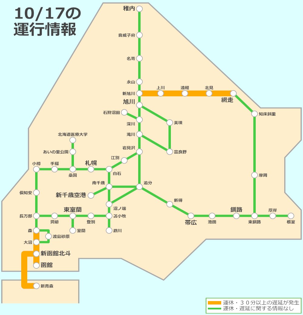10/17 11:06 配信 北海道新幹線 湯の里知内信号場～木古内駅間で、鹿が