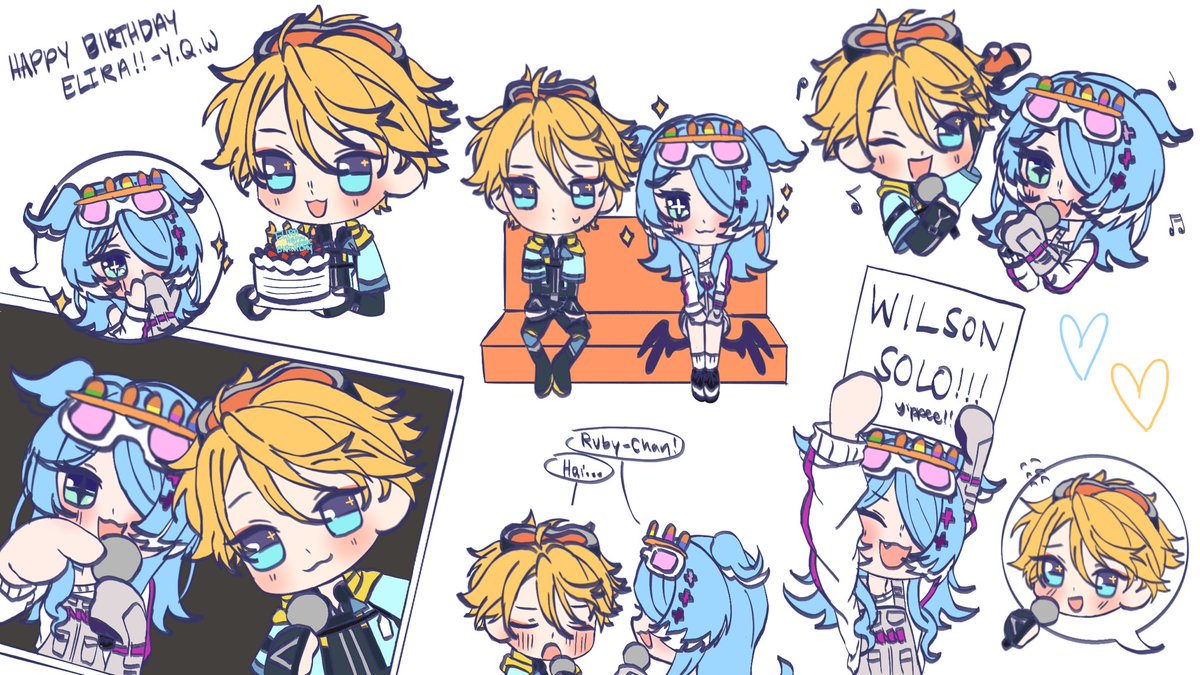 miss birthday president and her oshi….the sillys 🥲🩵💛 #YuDrawWilson #pendorART #EliraGotCake2025