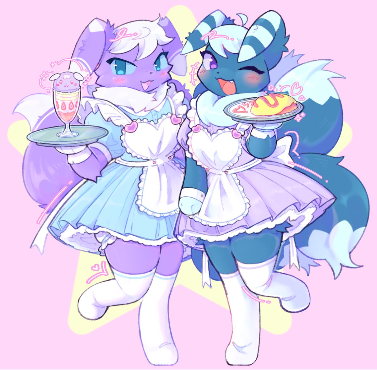 Ramiel 🐰🔞 comms full (@pawberri) on Twitter photo Meowstic Maids 🎀 Meowstic Maids 🎀